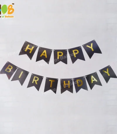 Banner Ulang Tahun : Bunting Flag Happy Birthday Tulisan Gold