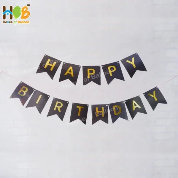 Banner Ulang Tahun : Bunting Flag Happy Birthday Tulisan Gold