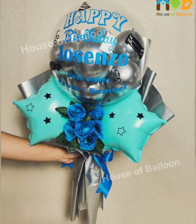 Buket Balon Bunga Clear Text