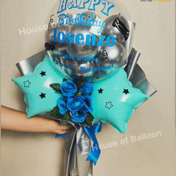 Buket Balon Bunga Clear Text