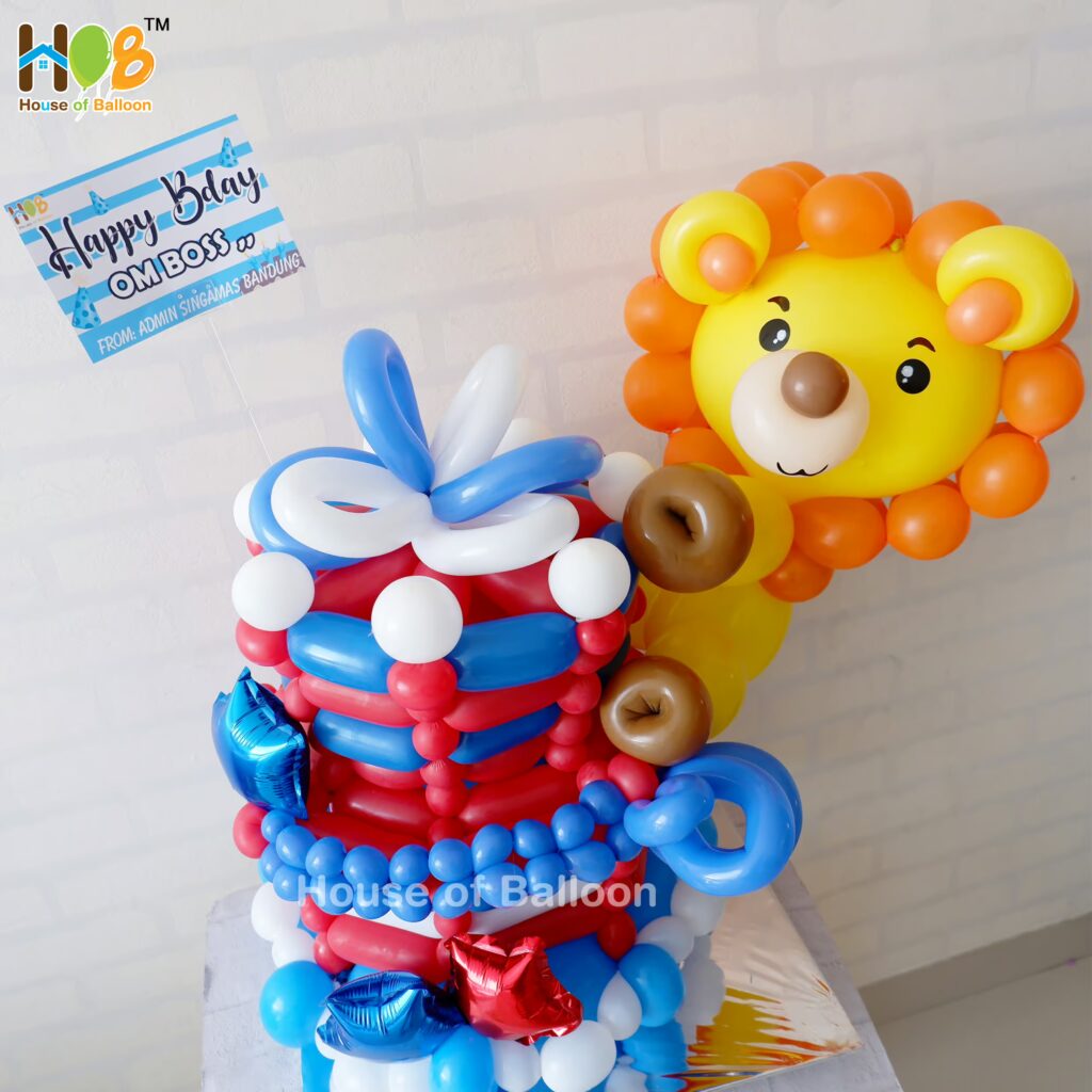 Cake Balon Birthday Tiger Lion