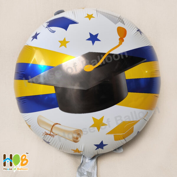 Balon Foil Graduation Hat Topi Wisuda Bulat