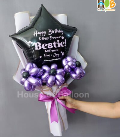 Foil Text Buket Balon Bunga Flower Bouquet