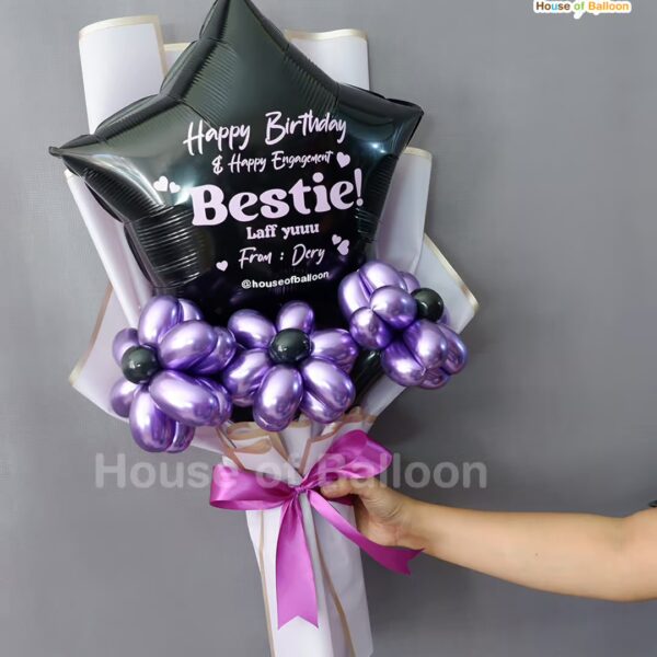 Foil Text Buket Balon Bunga Flower Bouquet