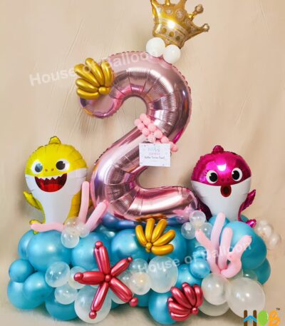 Balon Angka - Balon Foil Karakter Baby Shark