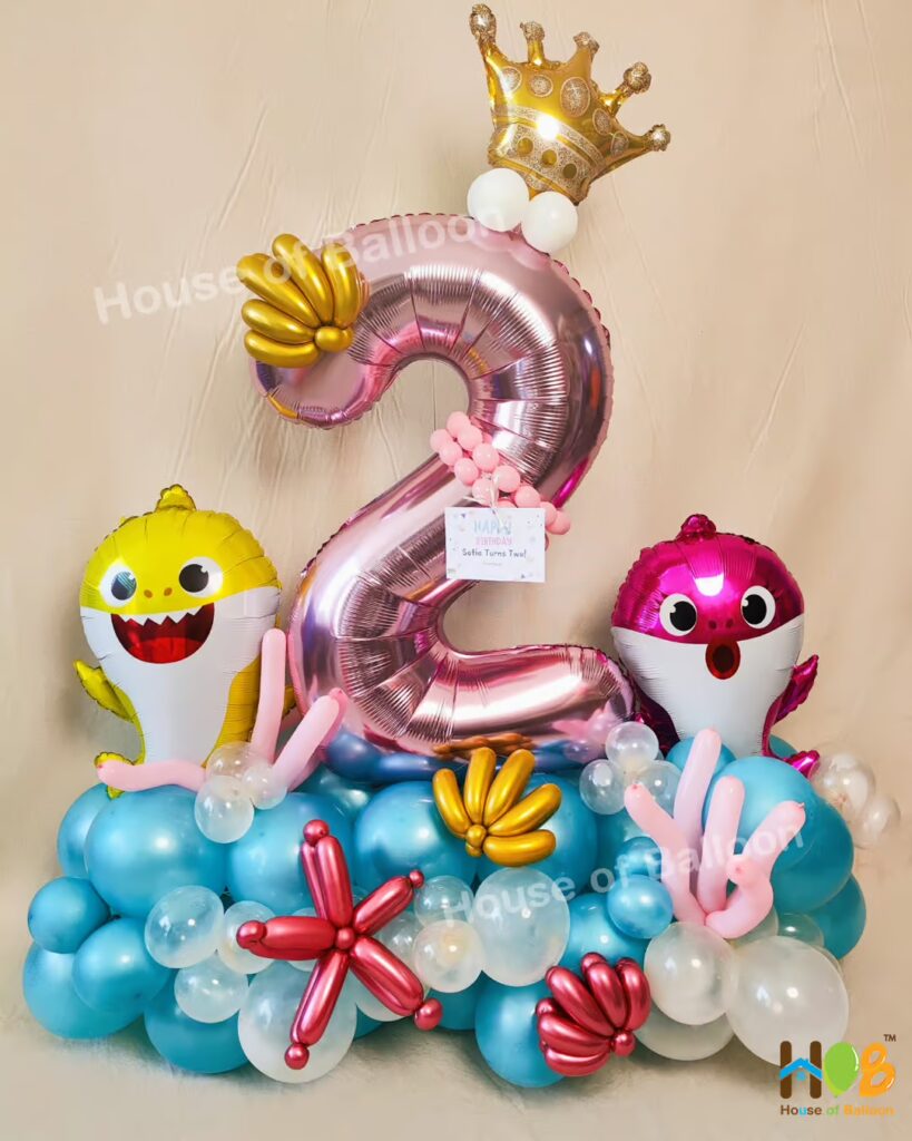 Balon Angka - Balon Foil Karakter Baby Shark