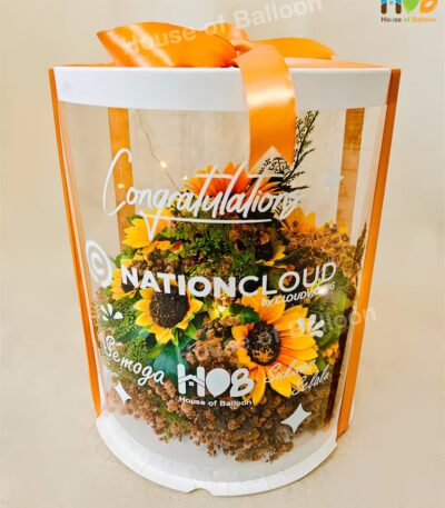 Parcel Ucapan bunga Round Clear Box