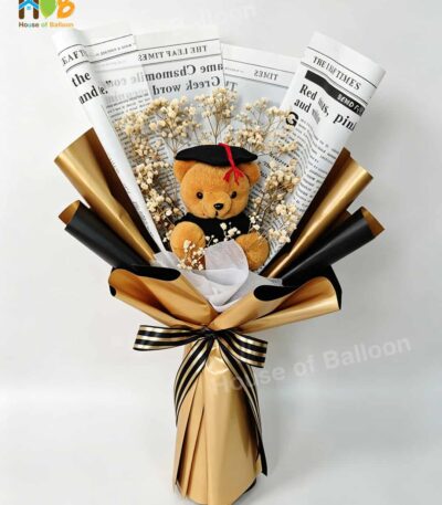 Buket Bunga Graduation Beruang Bear Babybreath
