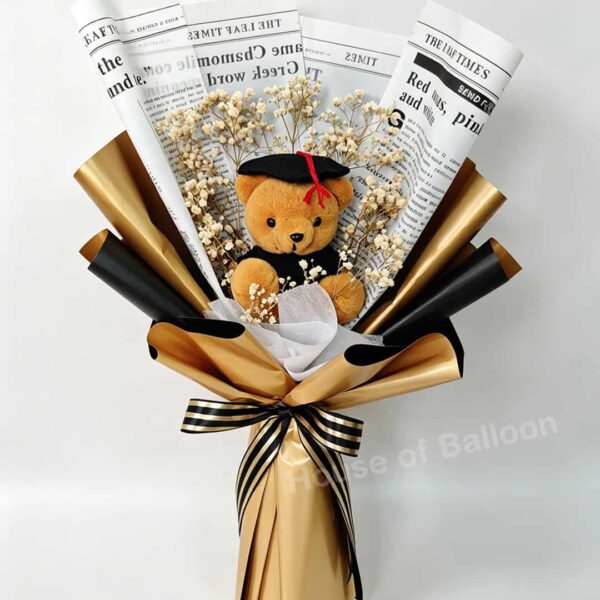 Buket Bunga Graduation Beruang Bear Babybreath