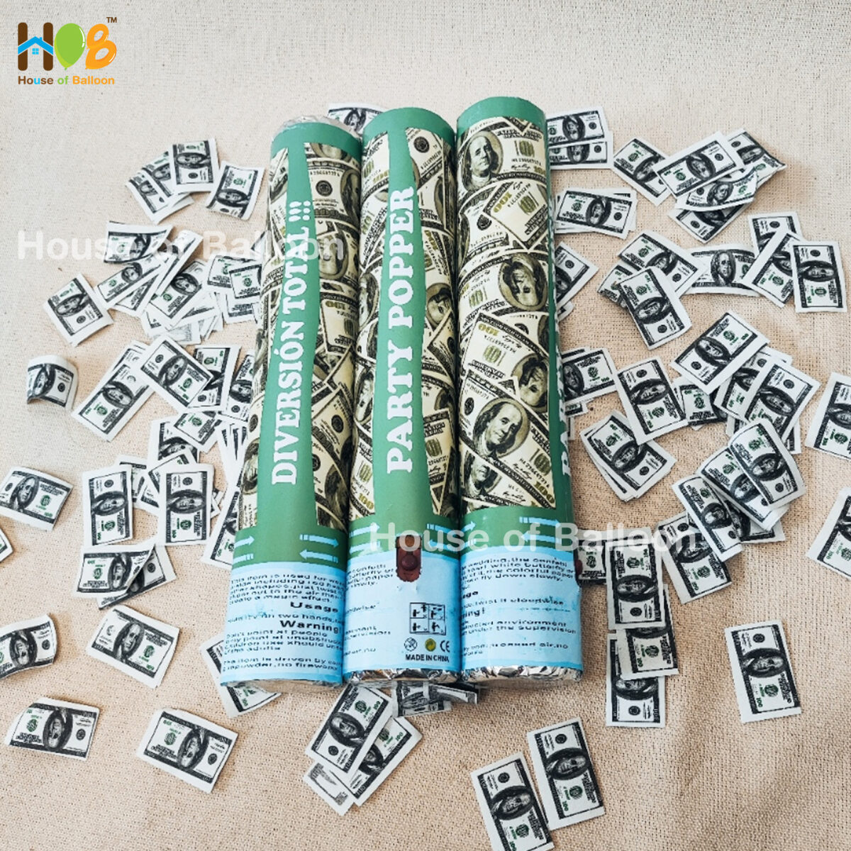 Confetti Popper Tematik Dollar