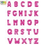 Balon foil huruf dan angka 40 cm Pink