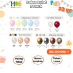PALETA 24 Inch 22 Gram Big 60 cm Balloon Premium Round Balon Bulat Dof Chrome Solid Retro Pastel - Image 2