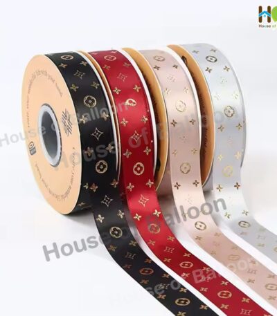 Pita Satin Motif LV Emas