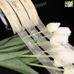 Pita Satin Chiffon Tulisan Emas Import - Gold Foil Print Ribbon - Pita Buket - Pita Gift - Image 2