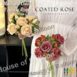 Bunga Mawar Rose Flower Artificial Warna Vintage Mailard Color 2 Heads Gradasi - Realistik - Image 5